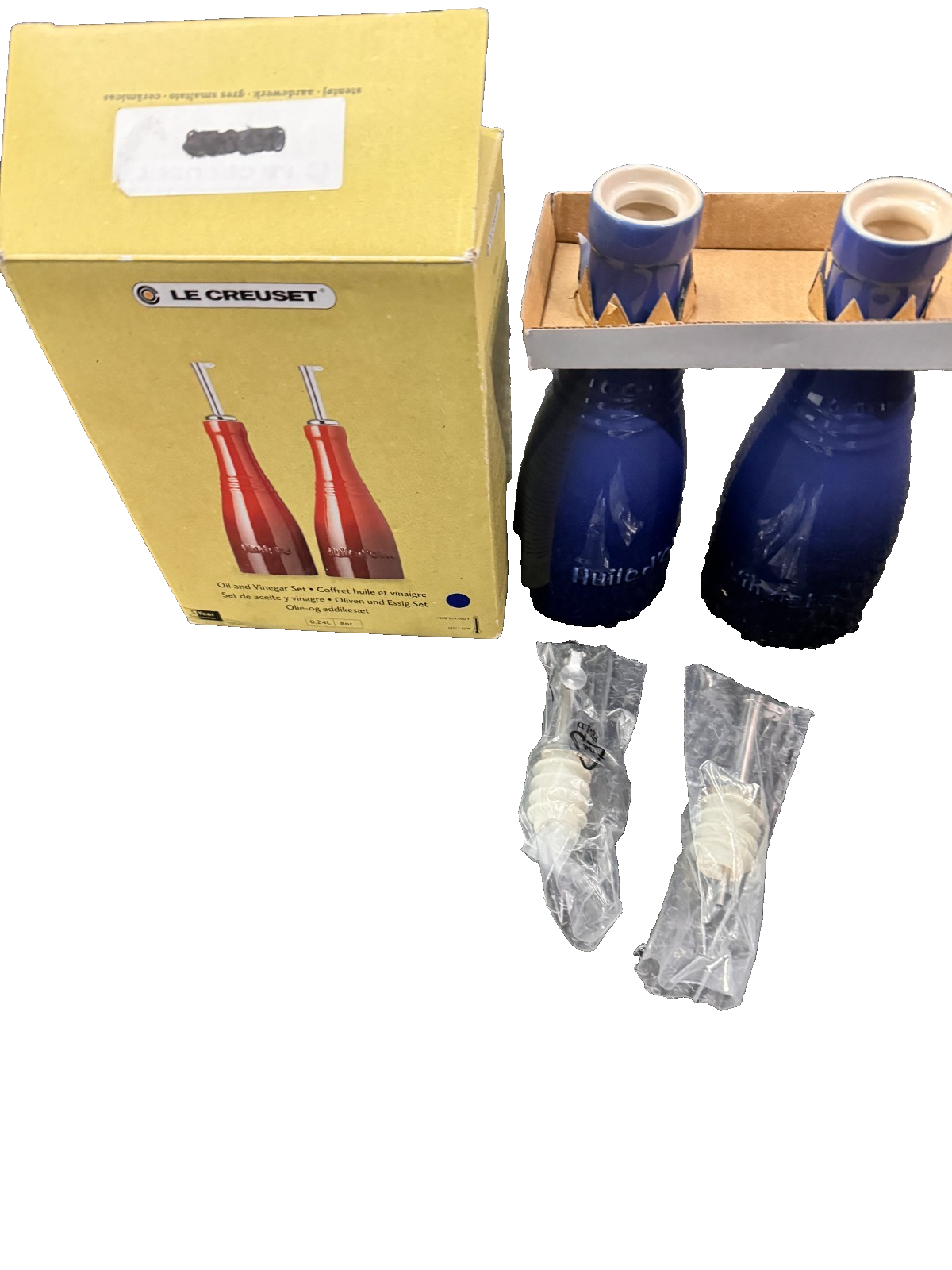 Le Creuset Stoneware Oil Vinegar Bottles Blue