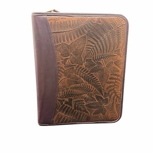 Franklin Quest Napa Leather Zip Planner Leaf Pattern made in USA