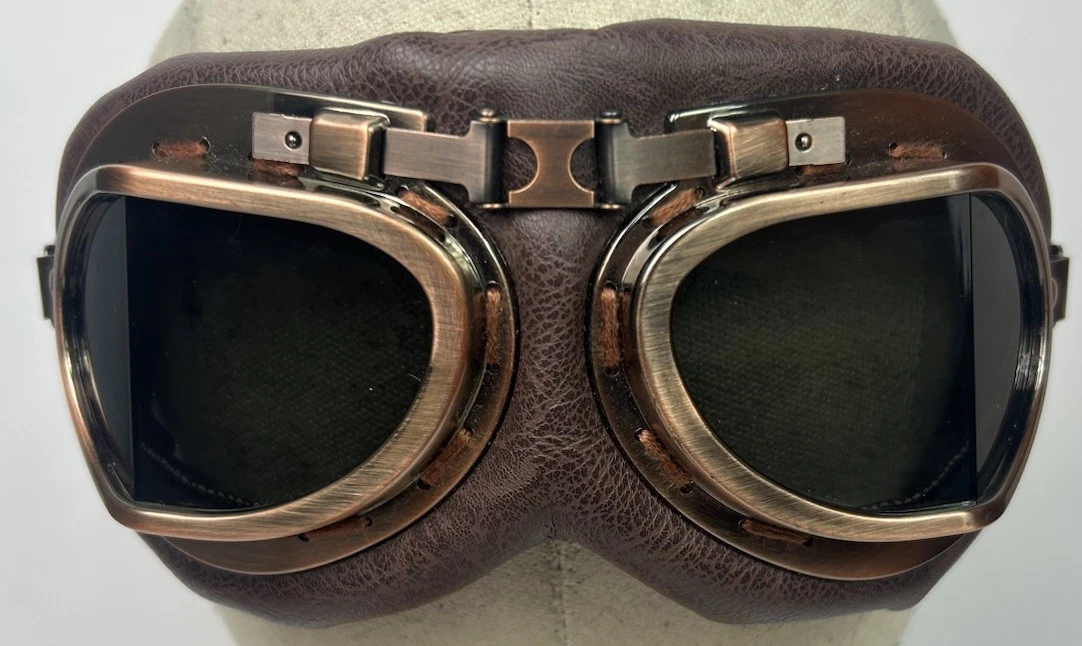 Steampunk Aviator Pilot Glasses Headband Brown Gold Cosplay New