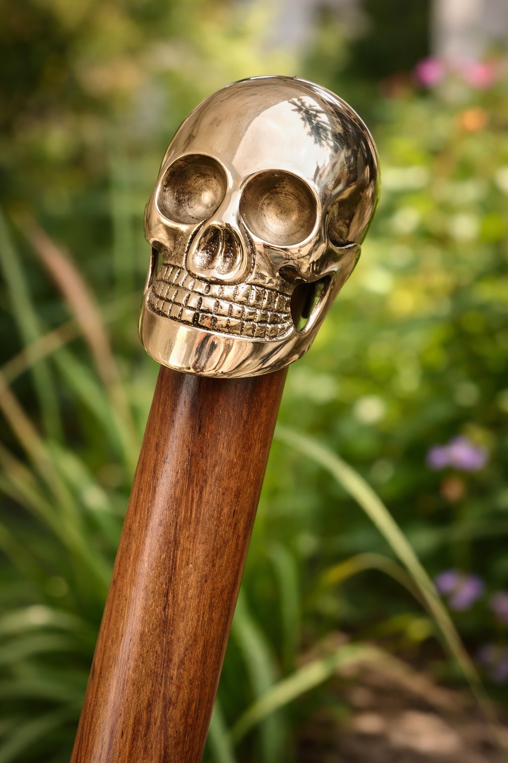 Handmade Solid Brass Skull Head Handle Walking St… - image 3