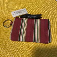 Longaberger Rare Homestead Striped/Sky Zip Coin Case W/Key Ring