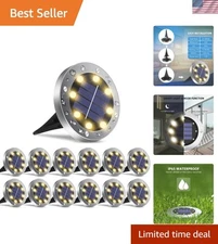 Solar Outdoor Lights 12 Packs, Waterproof Solar Pathway Lights Bright In-Grou...
