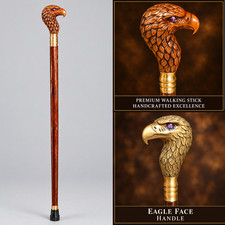 Handmade Wooden Walking Stick Cane Luxury Carved Eagle Head Walking Stick