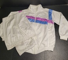 Adidas Tracksuit Jacket And Pants Purple/Lavender Size Large Zip-Up Vintage 80s