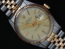 Rolex Datejust 16013, Rare Linen Dial, 18ct Gold & Steel, 1983, Box, Serviced