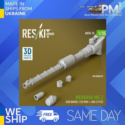 Reskit RS-AV35-0015 1/35 Merkava Mk.3 gun barrel (120mm) LWS (2pcs) for Meng Kit