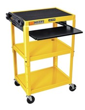 LUXOR UCMT1KB-YW Adjustable Steel Utility Cart Pullout Keyboard Tray YELLOW
