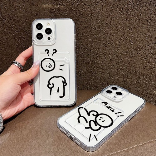 For iPhone Samsung Honor Clear Card Wallet Case Hot Cute Interesting Funny Cover - Picture 2 of 17