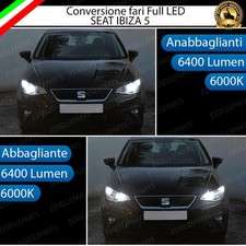 CONVERSIONE FARI FULL LED SEAT IBIZA V 6000K XENON LED CANBUS NO AVARIA LUCI
