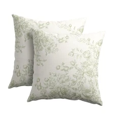  Green Chinoiserie Throw Pillow 18" x 18" (Pack of 2) Chinoiserie Floral Green