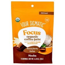 Focus, Organic Instant Coffee Latte with Lion's Mane Mushroom, Mocha, 4.23 oz