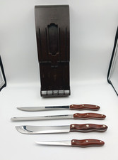 VTG CUTCO 4 Piece Knife Set Brown Handles Wall Mount No 21 22 23 24 READ BELOW