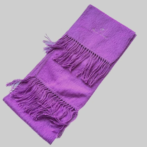 100% Alpaca Scarf Solid Lavender Purple Fringe Rectangle 9" x 69" Cusqueno Peru