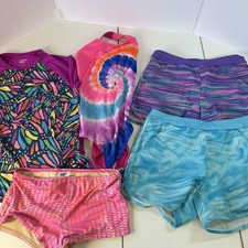 Lands End 5 Piece Swim Girls 10-12 Suit Rash Guard Swim Shorts