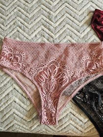 3 NEW Victoria's Secret Dream Angels Mid Rise Cheeky Black Pink Lace M Medium