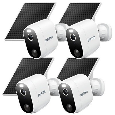 INFIYA 4-Camera Wireless Outdoor Solar Security System, Wi-Fi, Weatherproof