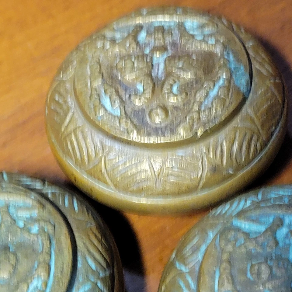 Antiguo 3 pomos de puerta de bronce salvamento victoriano ornamentado grande Eastlake PESADO Foto 4 de 4