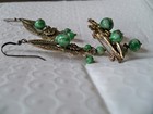 Vintage Jade Jadeite Apple Imperial green art deco set earrings a pendant pin — photo 6