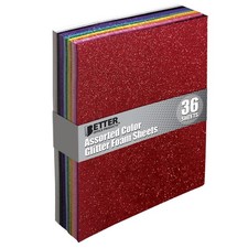 36 Pack Glitter Foam Sheets 9x12 Inch Assorted 12 Colors Craft Art 36 PCS