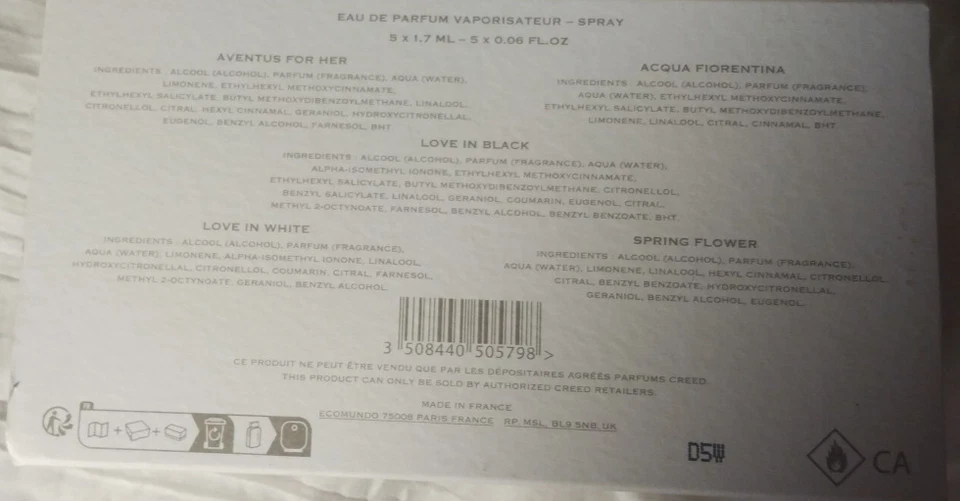 Kit de inspiración de fragancia para mujer Creed Aventus/Acqua/Amor/Primavera Foto 3 de 4