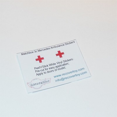 Matchbox Lesney  3c 3d Mercedes Ambulance Red Cross Sticker Set