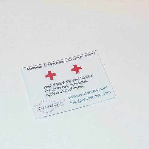 Matchbox Lesney  3c 3d Mercedes Ambulance Red Cross Sticker Set