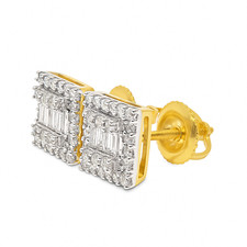 10K Yellow Gold 0.50 ctw Diamond Square Cluster Earrings  JP