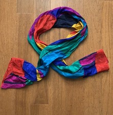 Vintage Liz Claiborne 100 Silk Colorful Abstract Rectangle Scarf 50x8