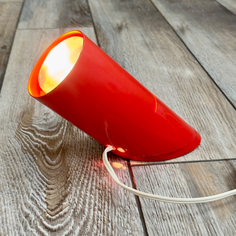 Vintage Mid Century Modern MCM Metal Spot Lamp OOAK One Of A Kind Red Orange
