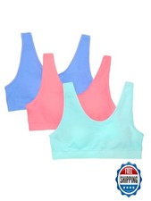 Fruit of the Loom Big Girls Seamless Stretch Sports Bra 3-Pack SMALL