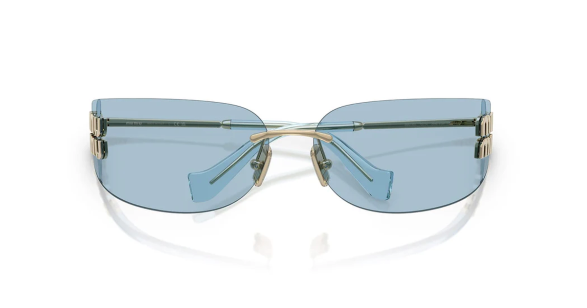 Miu Miu MU A51S ZVN10P Unisex Rectangle Sunglasses in Gold with