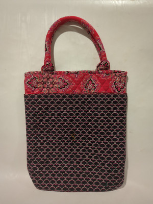 Retired Vera Bradley Frankly Scarlet Red Brown Tote Bag Book Purse 13.5''x11''