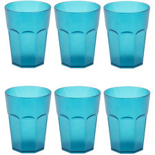 Gariella 6 x Hartplastikbecher Party-Becher Gläser Mehrweg 400 ml Türkis