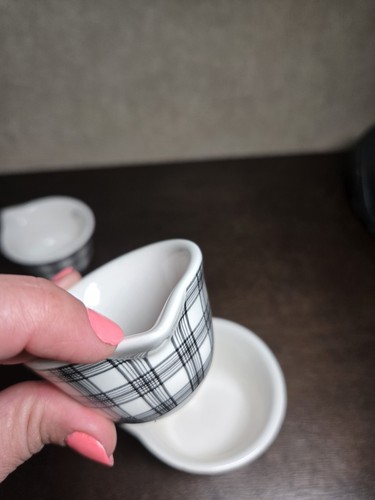 Set 4 Robert Stanley Black White Plaid Porcelain Measuring Cup Baking See Pics - Picture 8 of 17