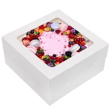 Moretoes 30pcs Cake Boxes, 12x12x6 Inch Square Bakery Boxes with Window Cajas...