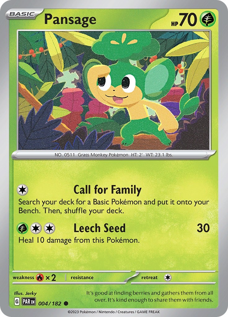 Pansage PAR 004/182 Pokémon SV04: Paradox Rift Common EN NM