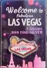 5 Grams .999 Fine Silver Bar "Welcome To Las Vegas" Collection Series