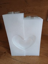 Stumpenkerze mit HERZ,Teelichteinsatz GLAS