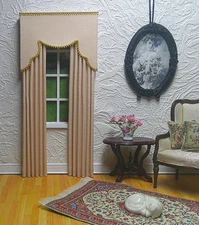 Beige "Regal" Dollhouse Curtains - 3 1/2 " Wide by 7 1/2" Long*