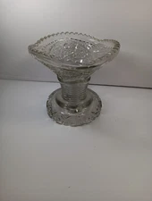 Vintage ABP American Brilliant Accordion Grip Etched Cut Floral VASE Unique