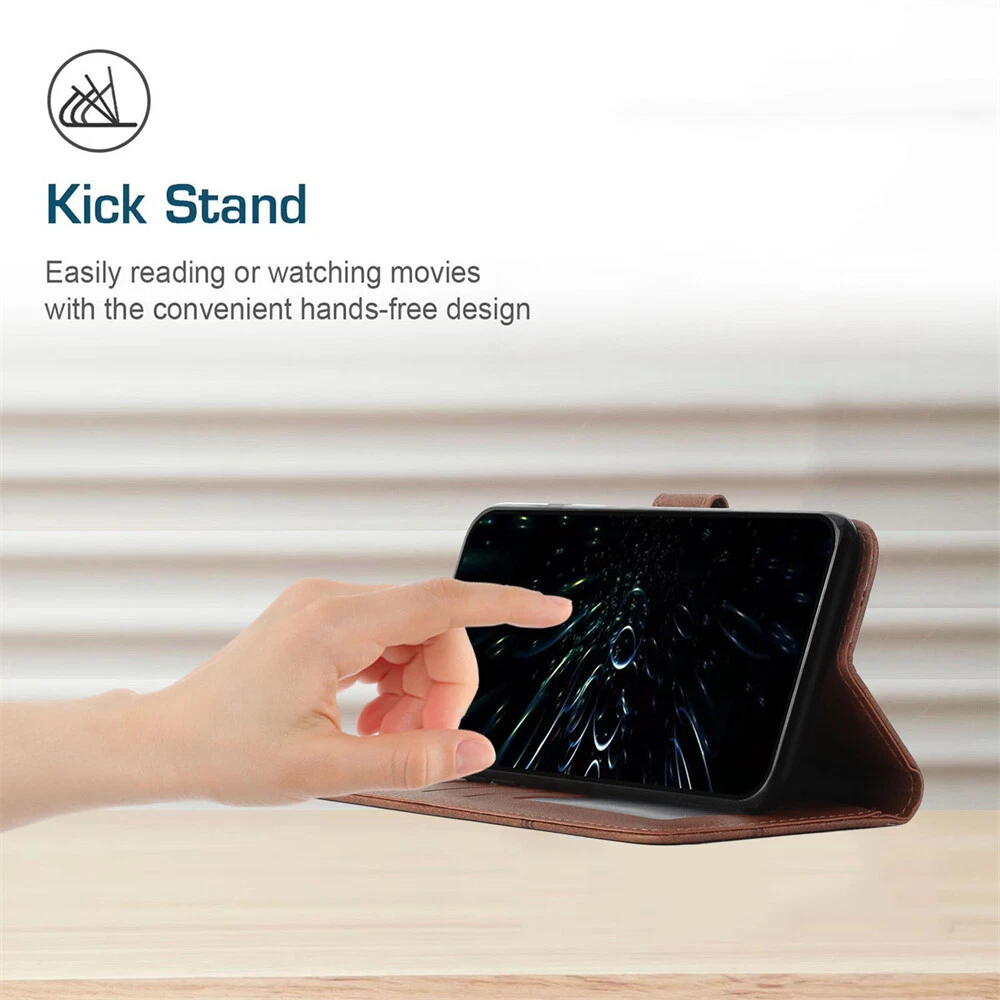 Premium Leather Flip Wallet Shockproof Case for iPhone 15 Pro Max 14 13 XR 7 with Full Protection