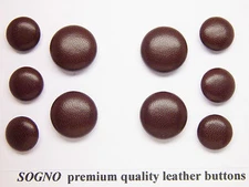 10 MADE IN USA genuine leather covered buttons for jacket, blazers, metal loop 