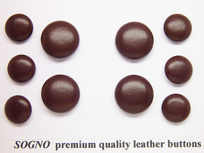 10 MADE IN USA genuine leather covered buttons for jacket, blazers, metal loop 