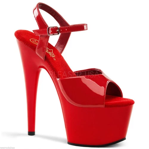 Pleaser Women's Adore-709 Red Peep Toe Clubwear High Platform Stiletto Heels