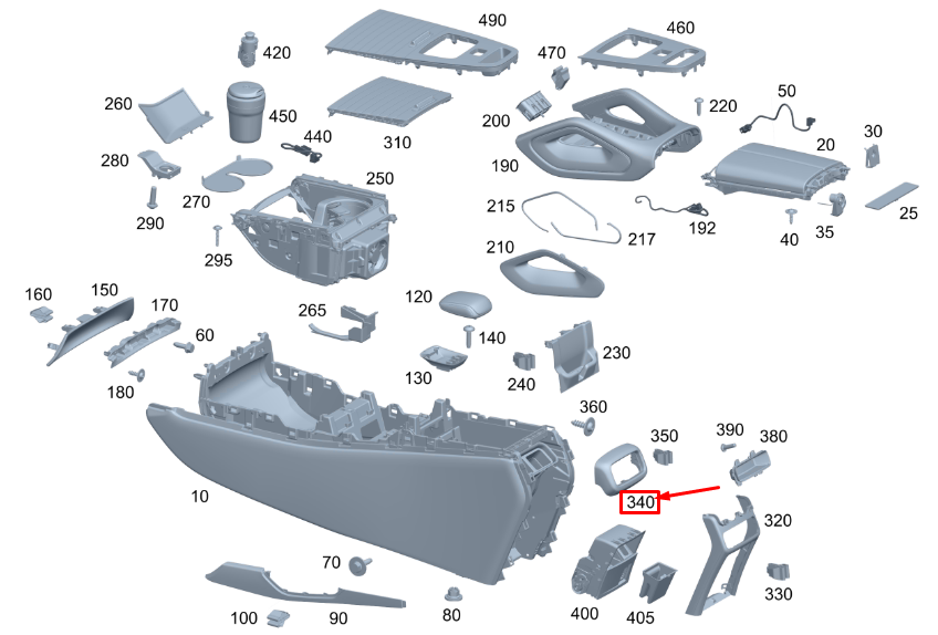 MB GLE W167 Mittelkonsole, obere Verkleidung hinten, A16768089029051