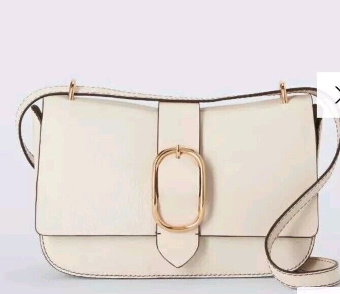 John Lewis Leather Crescent Saddle Bag Jet Stream Cream