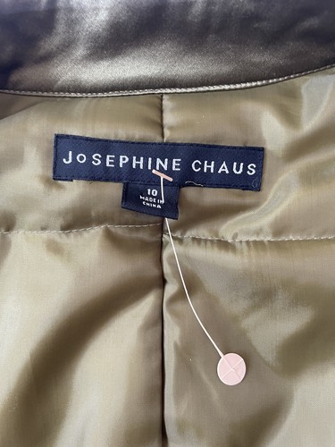 Josephine Chaus 10 Silk Bomber Jacket Olive Green Zip Snap Quilted Large Lux NWT - Picture 6 of 21
