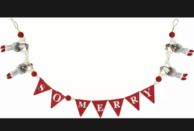 Mud Pie H1 Circa Christmas 5.25''x60'' Dangle Gnome Garland 40540006  So Merry 