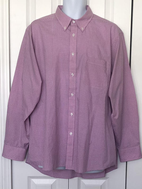 IZOD  EUC Button-Down Pink White Check Cotton Pol… - image 3