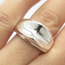 925 Sterling Silver Vintage Mexico Concave Ring Size 7.75